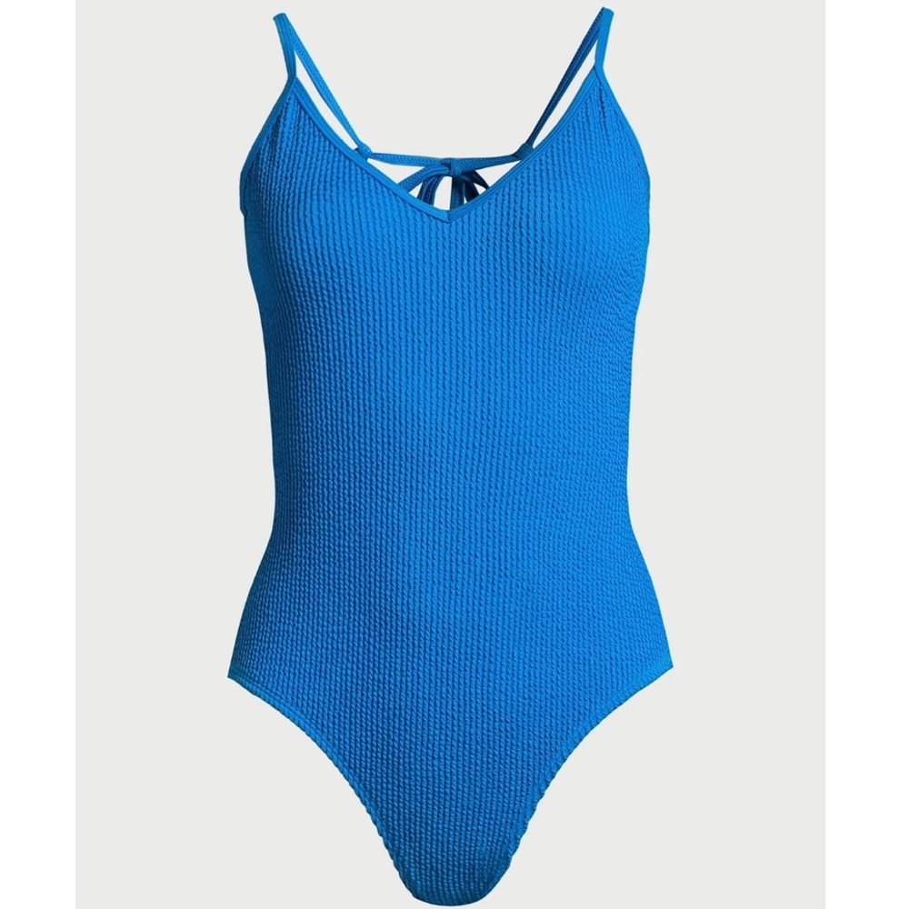 Cerulean Blue Popcorn Ribbed One Piece Swimsuit | Size Large/11-13 (Juniors)